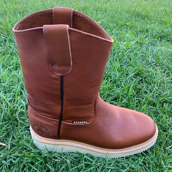 Men’s pull on work lightweight STEEL TOE leather boots Bota trabajo casquillo415 - Picture 3 of 8